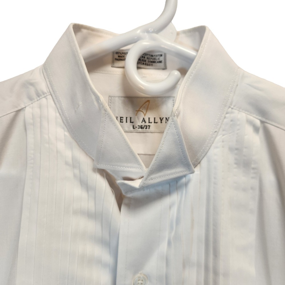 Neil Allyn Men`s Shirt Size L - 36/37 White Formal Tuxedo Pleated Front - Picture 5 of 7